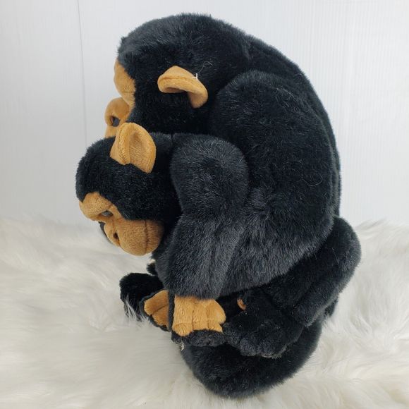 E&J Prima Black Brown Monkey Chimpanzee Ape Mom Mother Baby Plush 19" - Picture 4 of 10